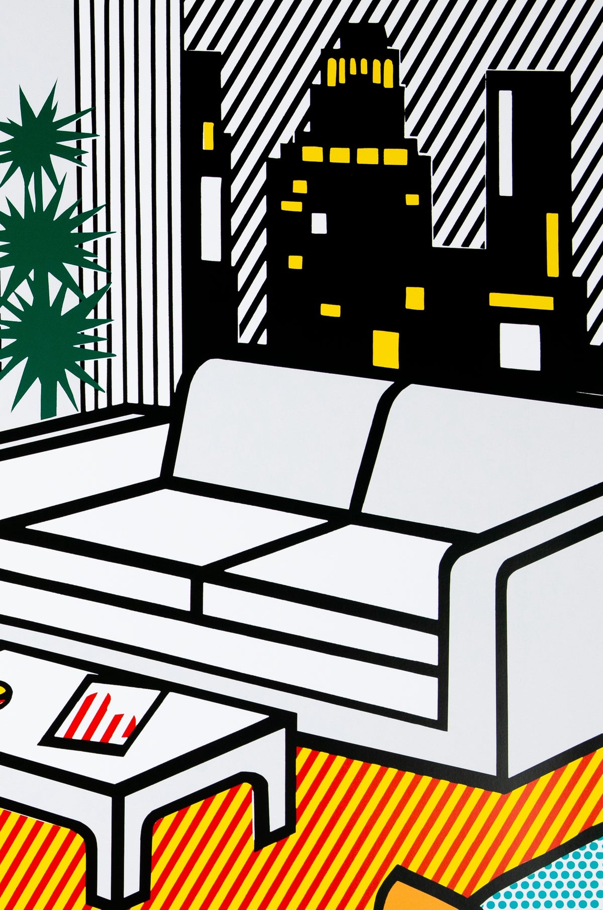 Roy LICHTENSTEIN : Interior with Skyline - Affiche