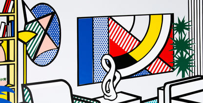 Roy LICHTENSTEIN : Interior with Skyline - Affiche