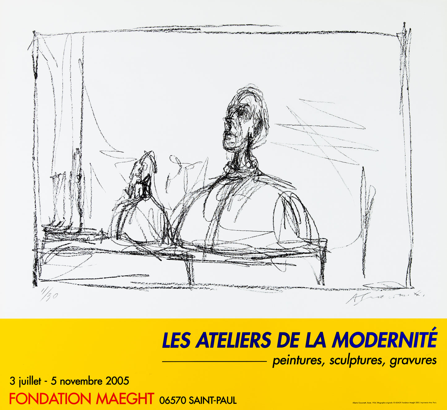 Alberto GIACOMETTI : Les Ateliers de la modernité - Affiche originale signée