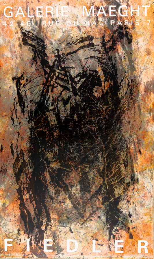 François FIEDLER : Composition Abstraite - Affiche originale en couleurs