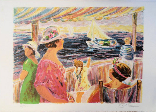 Elyane ADDARI : Diner au port - Lithographie originale signée