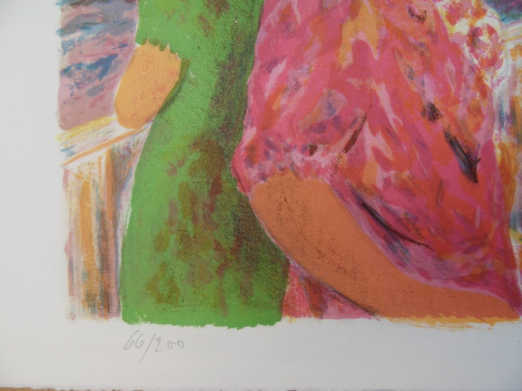 Elyane ADDARI : Diner au port - Lithographie originale signée