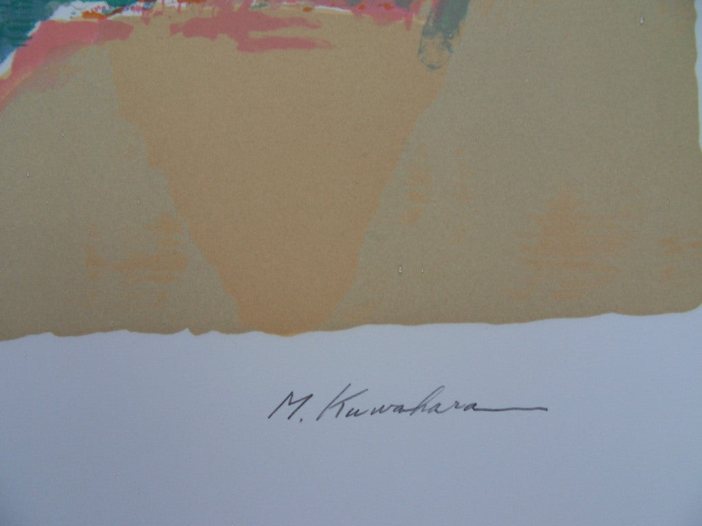Masaaki KUWAHARA : Les gondoles de Venise - Lithographie originale signée