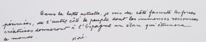 Joan MIRO: Ayuda a España, Serigrafía firmada