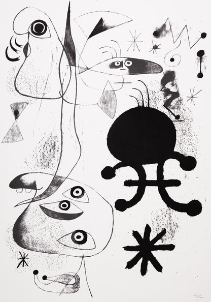 Joan MIRO : Barcelona, Personnages joyeux - Sérigraphie signée