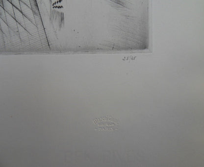 Mily POSSOZ : Jeune fille à l'ombrelle - Gravure originale signée