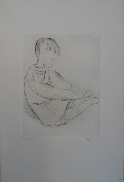 Mily POSSOZ : Le petit garçon s'habille - Gravure originale signée