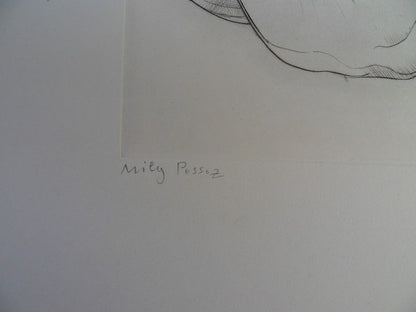 Mily POSSOZ : Le petit garçon s'habille - Gravure originale signée