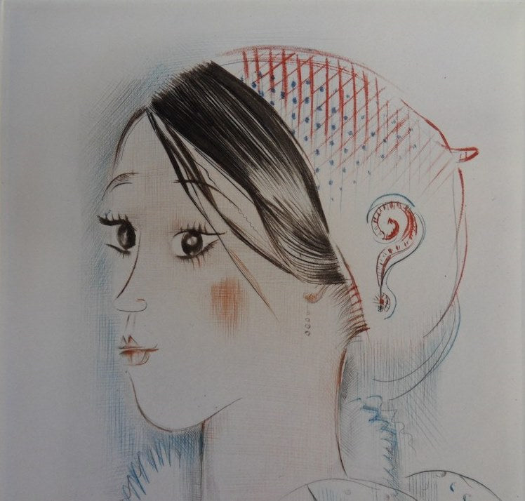 Mily POSSOZ : Portrait de jeune fille - Eau-forte originale signée