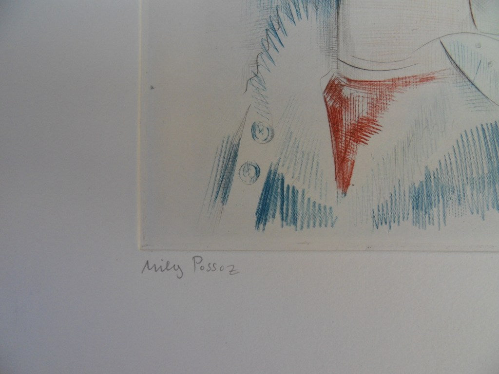 Mily POSSOZ : Portrait de jeune fille - Eau-forte originale signée
