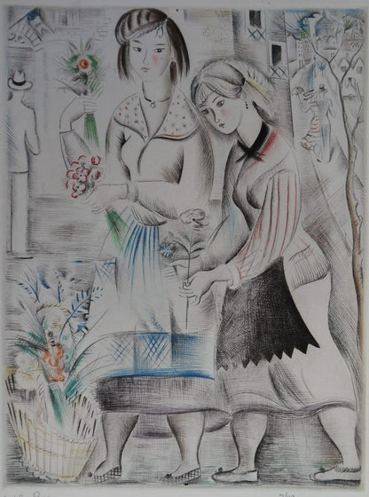Mily POSSOZ : Les fleuristes - Eau-forte originale signée