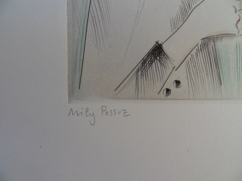 Mily POSSOZ : Jeune fille pensive - Eau-forte originale signée