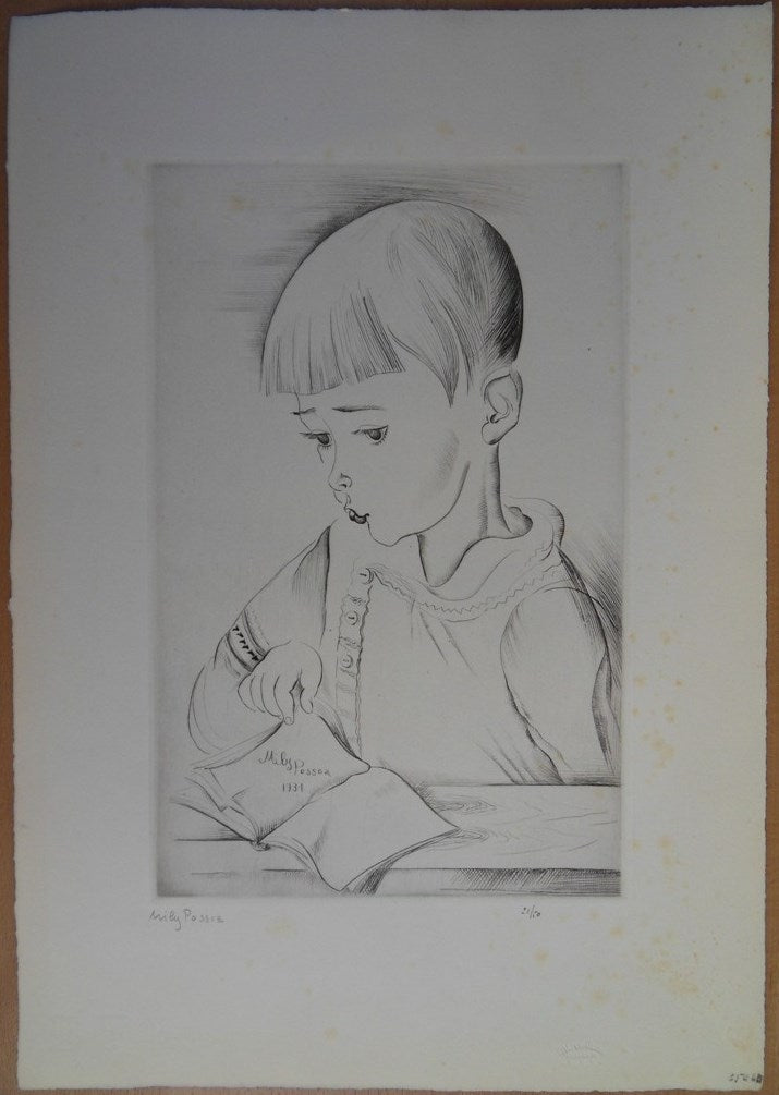 Mily POSSOZ : Jeune lecteur - Gravure originale signée