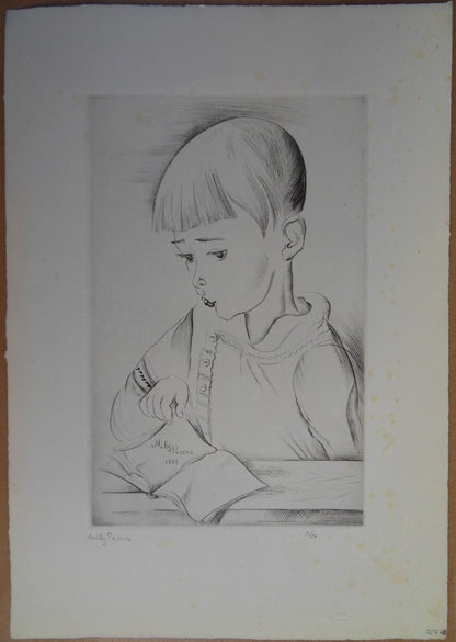 Mily POSSOZ : Jeune lecteur - Gravure originale signée