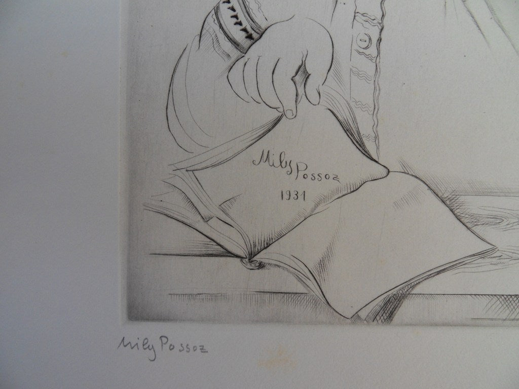 Mily POSSOZ : Jeune lecteur - Gravure originale signée