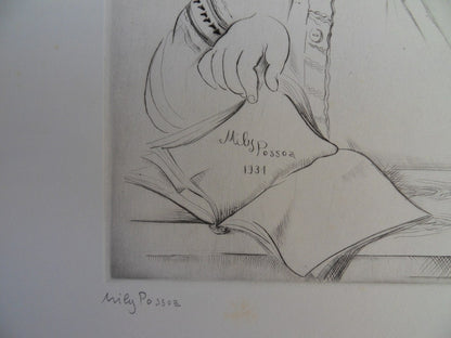 Mily POSSOZ : Jeune lecteur - Gravure originale signée