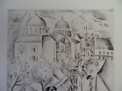 Mily POSSOZ : Paris sous la pluie - Gravure originale signée