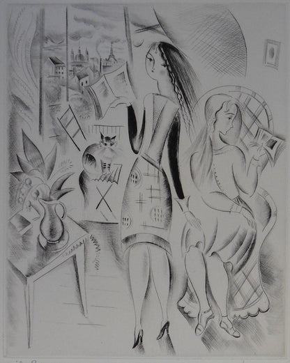 Mily POSSOZ : Les lectrices - Gravure originale signée