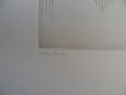 Mily POSSOZ : L'Enfant et le papillon - Gravure originale signée