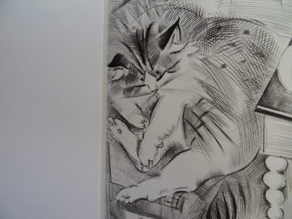 Mily POSSOZ : La sieste du chat - Gravure originale signée