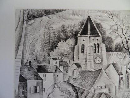 Mily POSSOZ : L'Eglise de Fontenay - Gravure originale signée