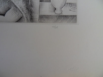 Mily POSSOZ : L'Eglise de Fontenay - Gravure originale signée