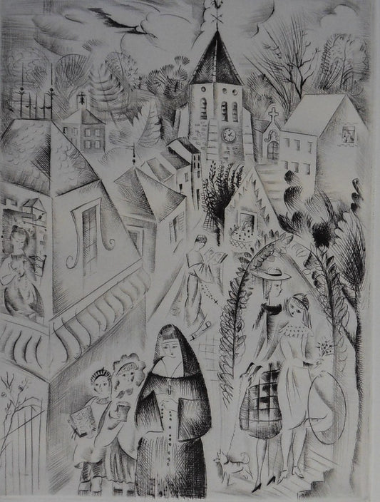 Mily POSSOZ : Fontenay - Gravure originale signée