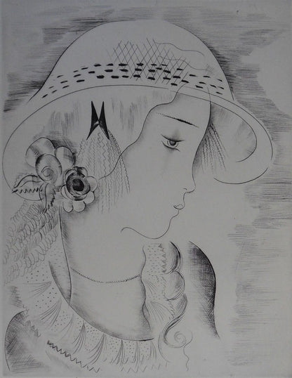 Mily POSSOZ : Portrait de jeune fille - Gravure originale signée
