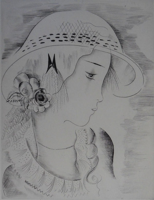 Mily POSSOZ : Portrait de jeune fille - Gravure originale signée