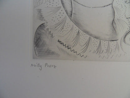 Mily POSSOZ : Portrait de jeune fille - Gravure originale signée