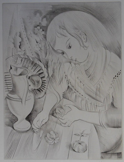 Mily POSSOZ : La jeune fille et la mandarine - Gravure originale signée