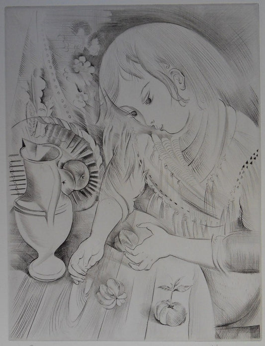 Mily POSSOZ : La jeune fille et la mandarine - Gravure originale signée