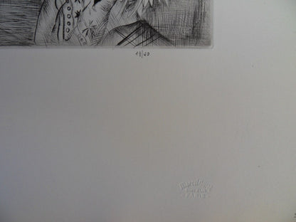 Mily POSSOZ : Le repos du chat - Gravure originale signée