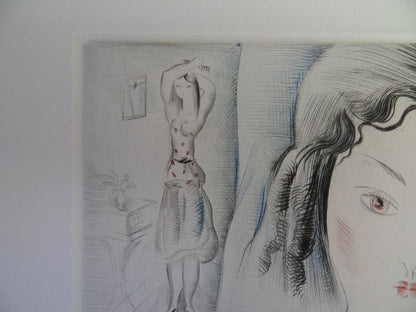 Mily POSSOZ : Jeune fille à l'éventail - Eau-forte originale signée