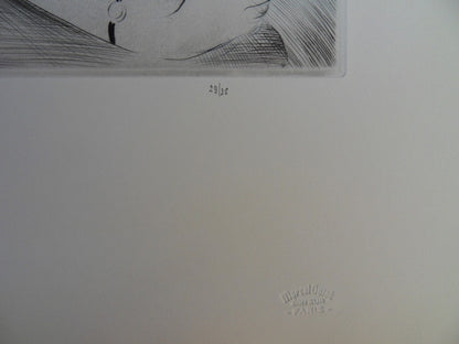 Mily POSSOZ : Jeune fille à l'éventail - Eau-forte originale signée
