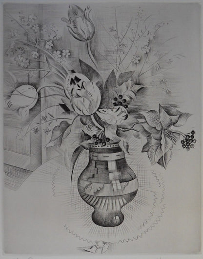 Mily POSSOZ : Le bouquet de tulipes - Gravure originale signée