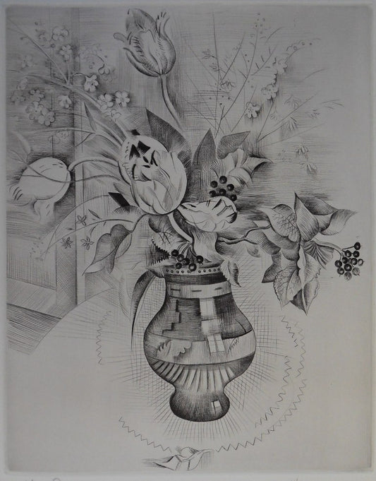 Mily POSSOZ : Le bouquet de tulipes - Gravure originale signée