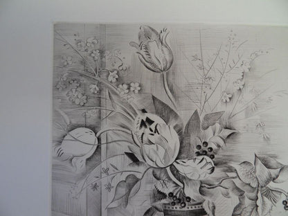 Mily POSSOZ : Le bouquet de tulipes - Gravure originale signée