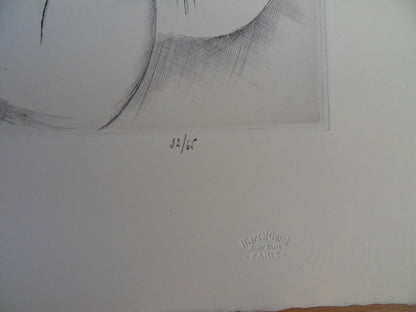 Mily POSSOZ : Jeune fille au muguet - Gravure originale signée