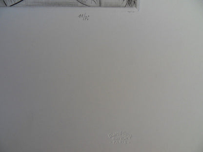 Mily POSSOZ : Les enfants et le perroquet - Gravure originale signée
