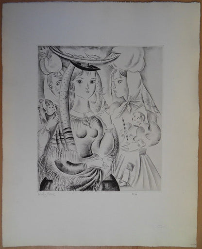 Mily POSSOZ : La fête portugaise - Gravure originale signée