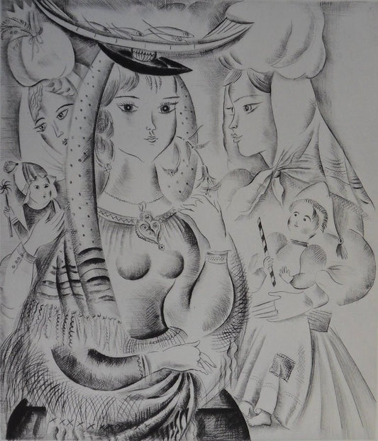 Mily POSSOZ : La fête portugaise - Gravure originale signée