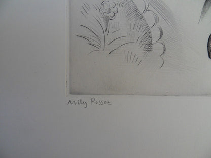Mily POSSOZ : Les jeunes filles - Gravure originale signée