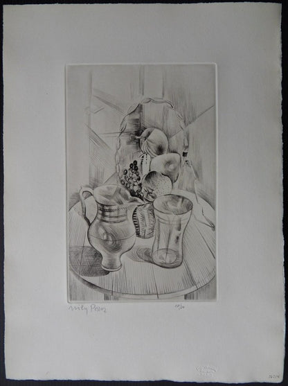 Mily POSSOZ : Nature morte aux fruits - Gravure originale signée