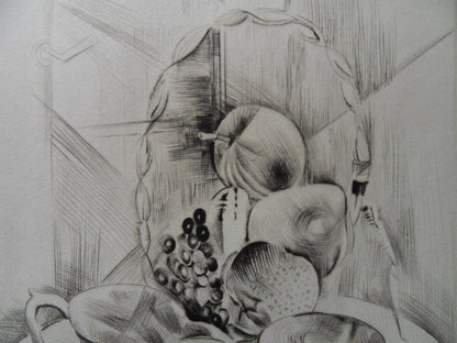 Mily POSSOZ : Nature morte aux fruits - Gravure originale signée