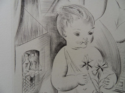 Mily POSSOZ : Mère et son enfant - Gravure originale signée