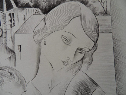 Mily POSSOZ : Mère et son enfant - Gravure originale signée