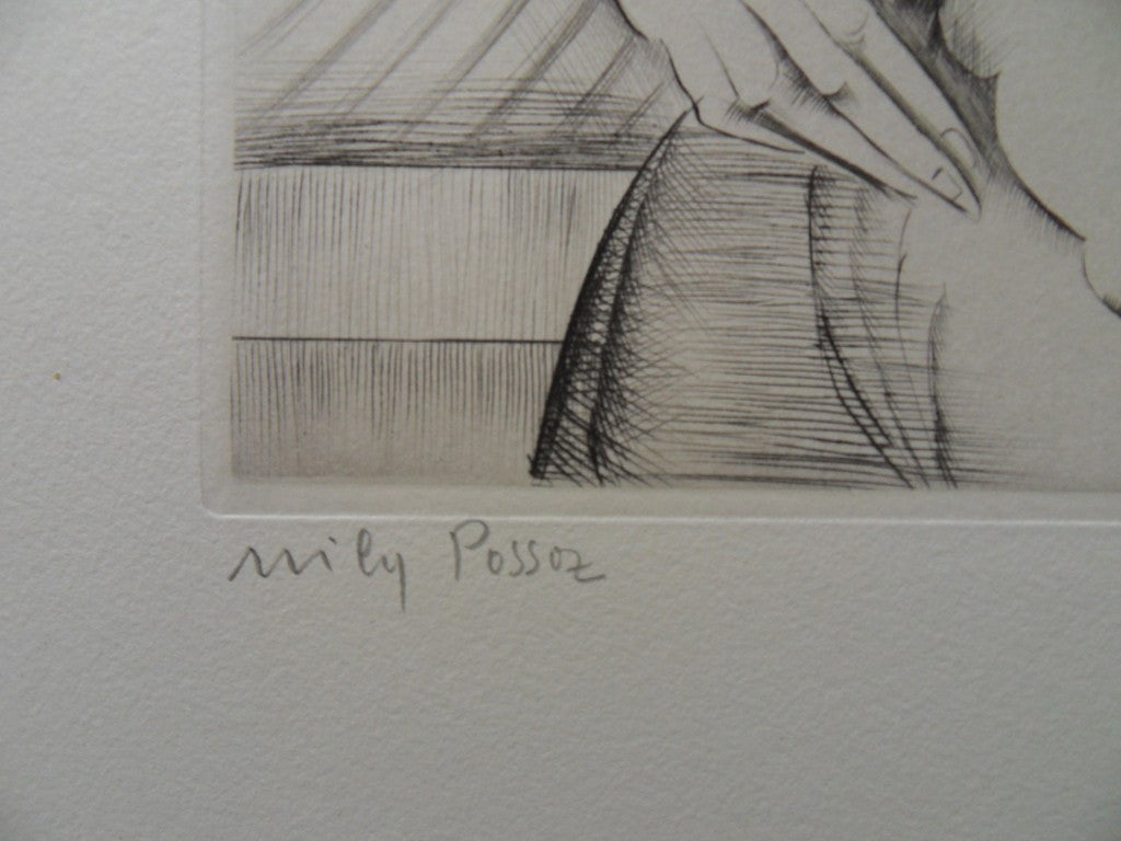 Mily POSSOZ : Mère et son enfant - Gravure originale signée