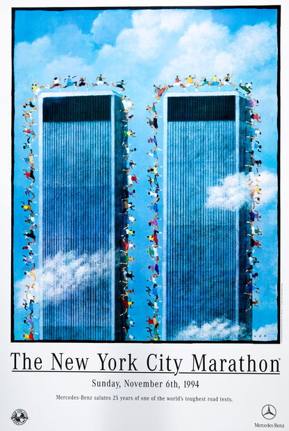 Dave CUTLER : Affiche originale Marathon NYC 1994 (Twin towers)