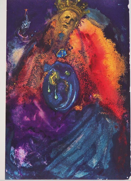 Salvador DALI : Dieu couronné - Lithographie signée